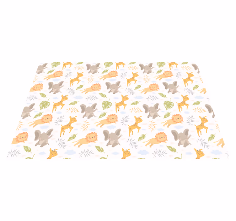 Adorable Safari Creatures kids vinyl rug - TenStickers