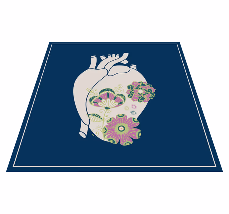 Heart Floral Pattern Scandinavian vinyl rug - TenStickers