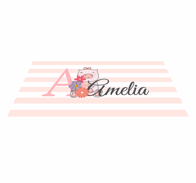 Cute Pig Illustration custom vinyl rug - TenStickers