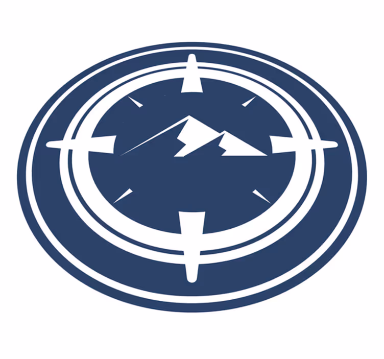 Compass Mountain Design circular vinyl rug - TenStickers