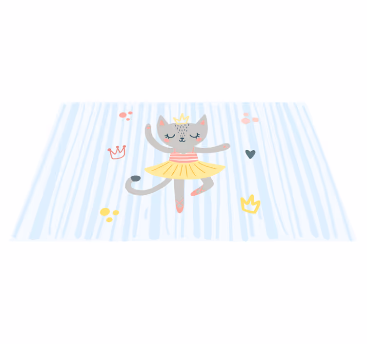 Cat ballerina cartoon circular rug - TenStickers