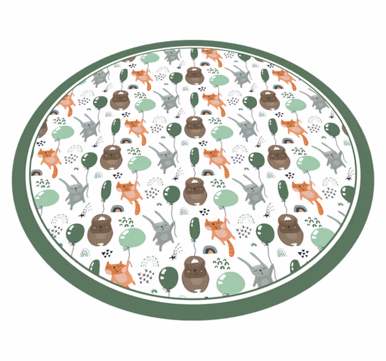 Playful Animal Balloons kids vinyl rug - TenStickers