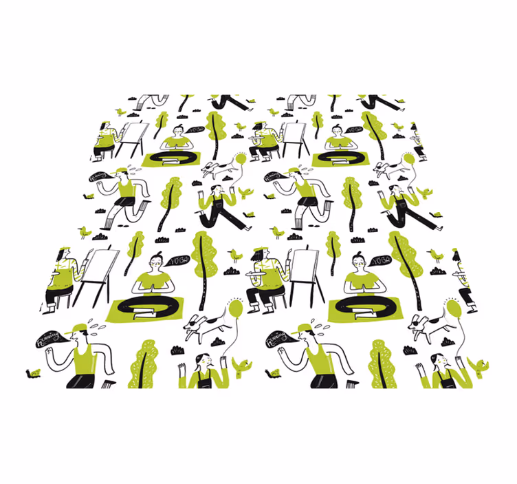 Playful Urban Scenes textured vinyl rug - TenStickers