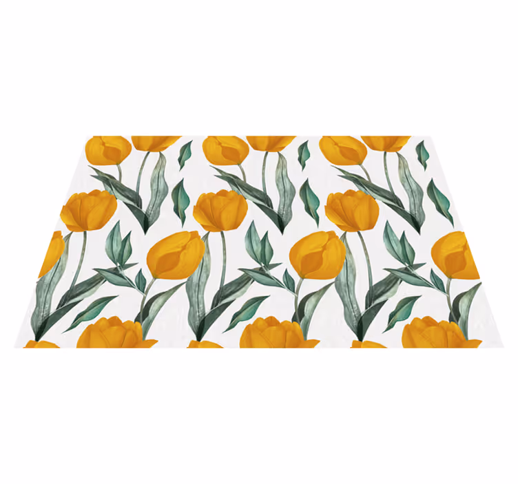 Bright Yellow Tulips floral vinyl rug - TenStickers