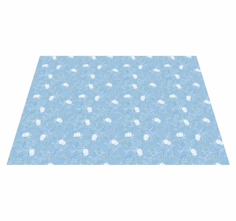 Blue vintage Grandmillenial pattern floral rug - TenStickers