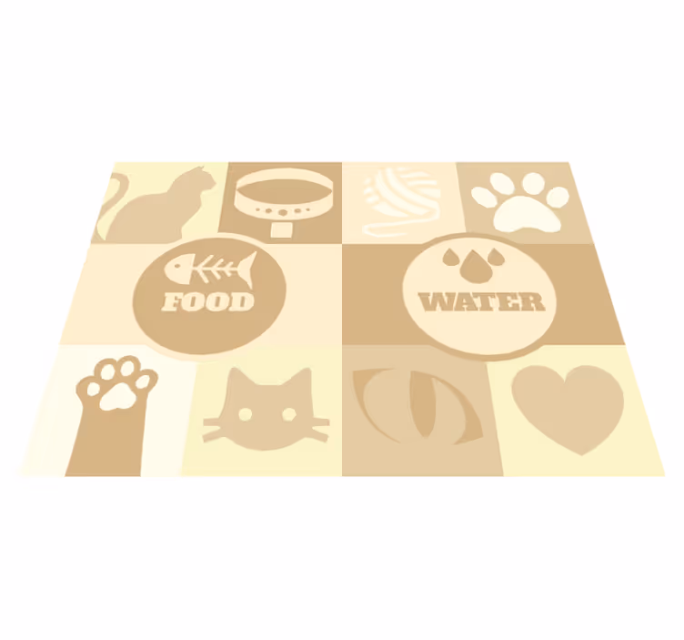 Cats water and food animal rug - TenStickers