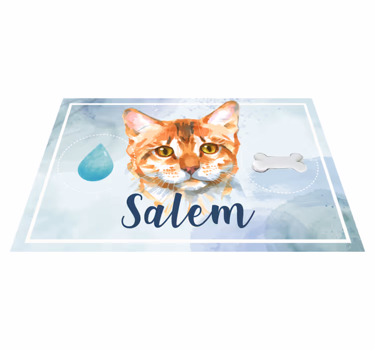 Watercolor cat with name animal rug - TenStickers