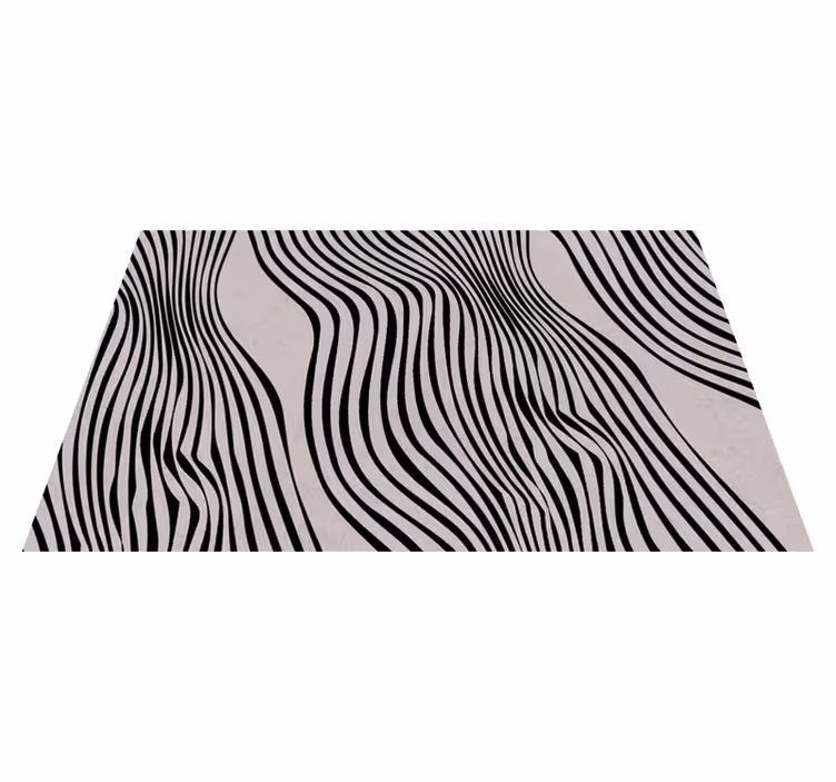 Black abstract lines neutral background dining room carpet - TenStickers