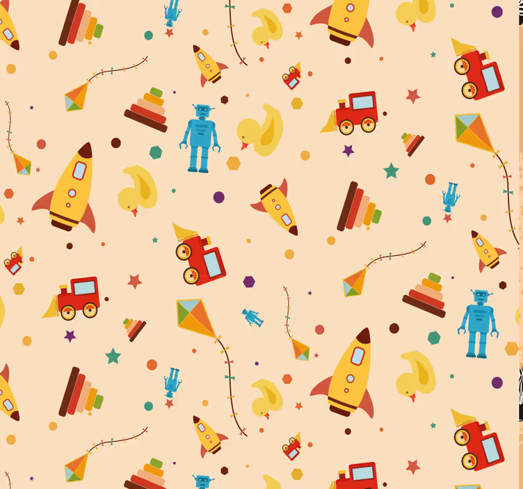 Playful Robots Rockets nursery room wallpaper - TenStickers