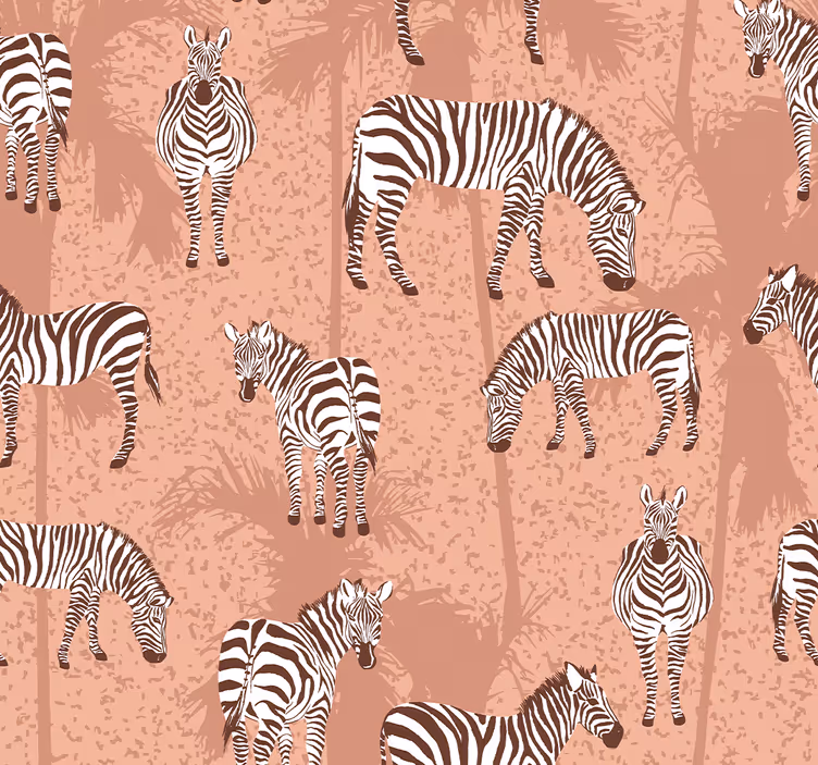 Brown typical pattern wallpaper zebras - TenStickers