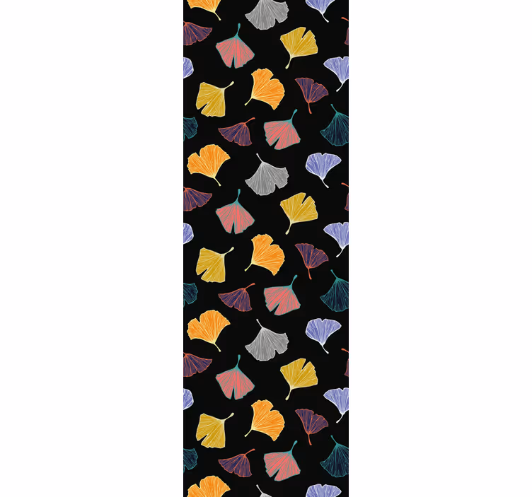 Colorful Ginkgo motif leaves wallpaper - TenStickers