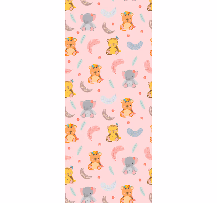 Baby jungle animals nursery room wallpaper - TenStickers