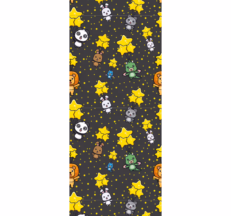 Baby animals and stars nursery room wallpaper - TenStickers