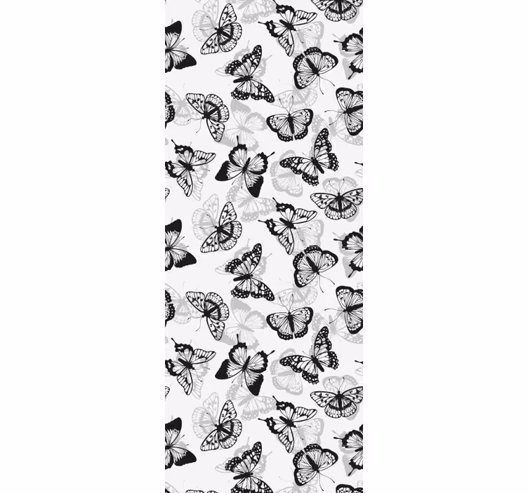 Fluttering black silhouettes butterflies wallpaper - TenStickers