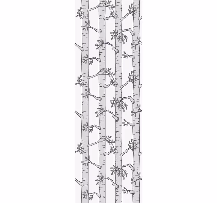 Birch grey and white motif wallpaper of a tree - TenStickers
