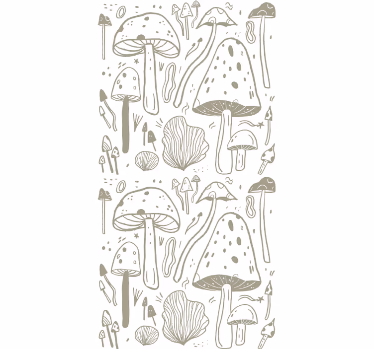 Nature wallpaper with beige mushroom pattern - TenStickers