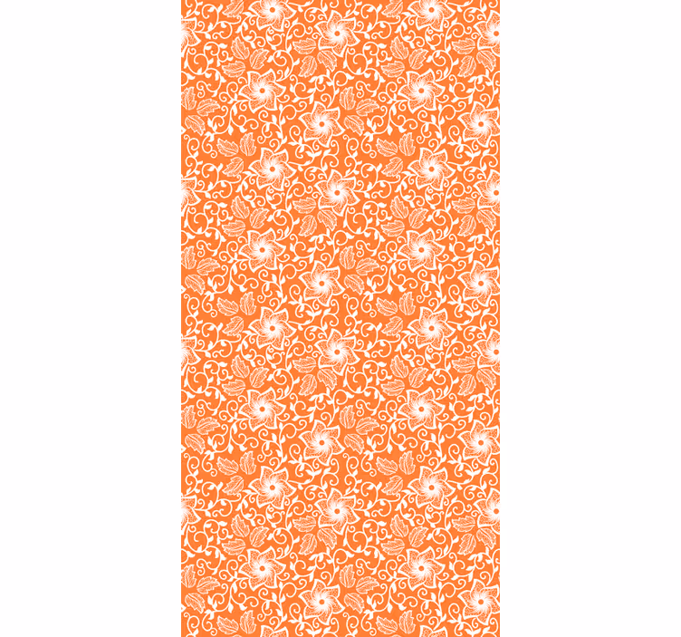 Flowers wallpaper paisley orange design - TenStickers