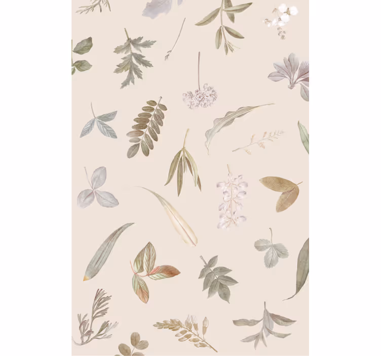 Leaves wallpaper with floral motif design - TenStickers