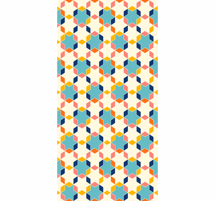 Living area wallpaper geometric tiling design - TenStickers