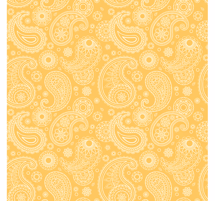 Living area wallpaper in arabic yellow paisley - TenStickers