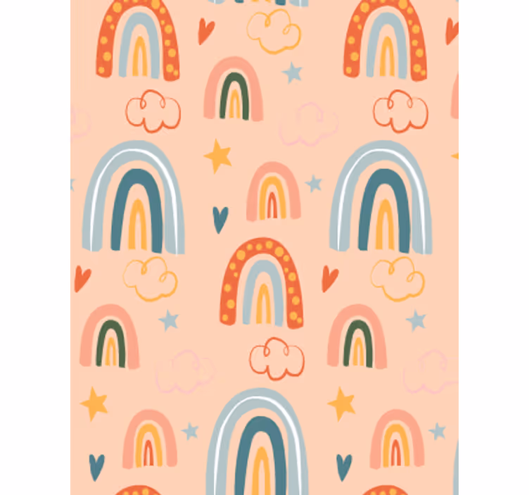 Wallpaper childrens room pastel simple rainbows - TenStickers