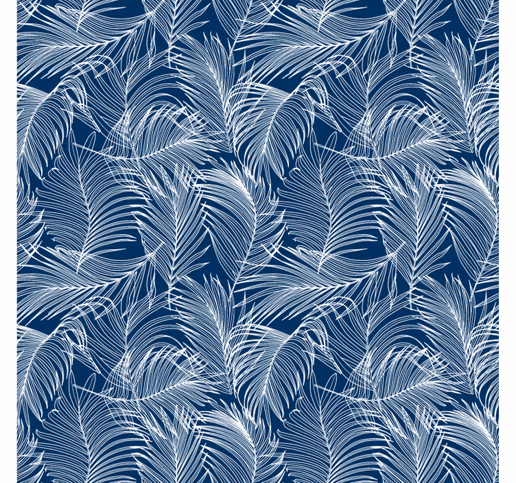 Blue leaves with white outline leaves wallpaper - TenStickers