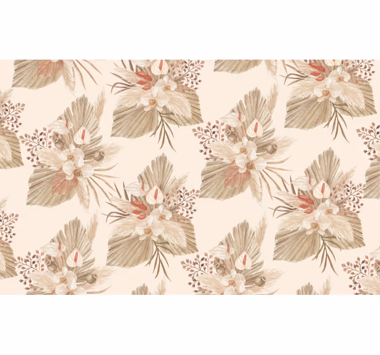 Living area wallpaper dried flower and pampas grass - TenStickers