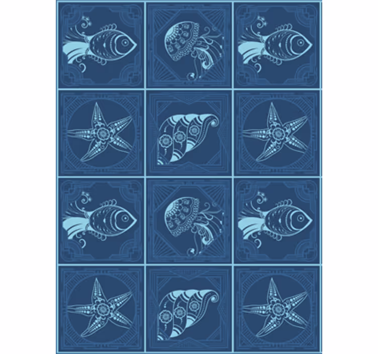 Animals wallpaper ornamental sea life design - TenStickers