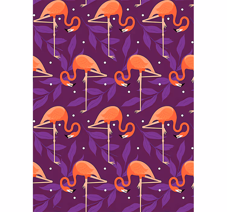 Birds in wallpaper featuring pink tropical flamingos - TenStickers