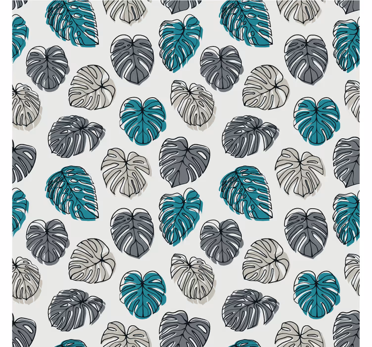 Monstera leaf pattern wall paper in bedroom - TenStickers