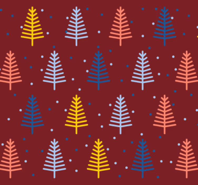 Holiday christmas wallpaper red trees pattern - TenStickers