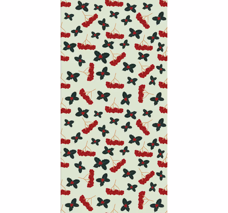 Holiday christmas wallpaper hand drawn berries design - TenStickers