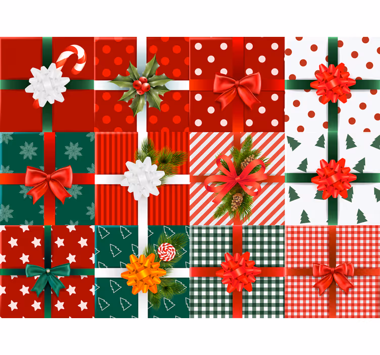 Holiday christmas wallpaper with cheerful gift designs - TenStickers