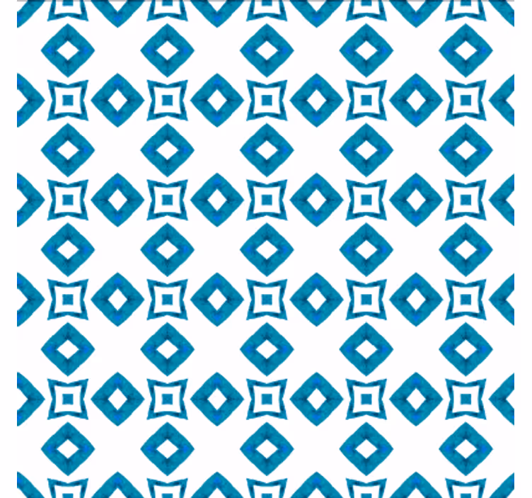 Geometric blue diamond design wallpaper for dining area - TenStickers