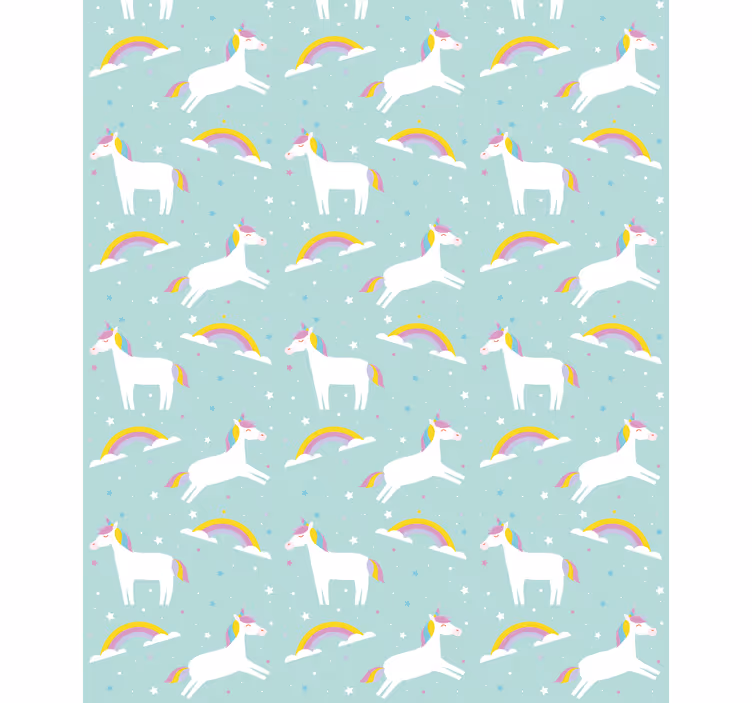 Wallpaper childrens room unicorns with a rainbow - TenStickers