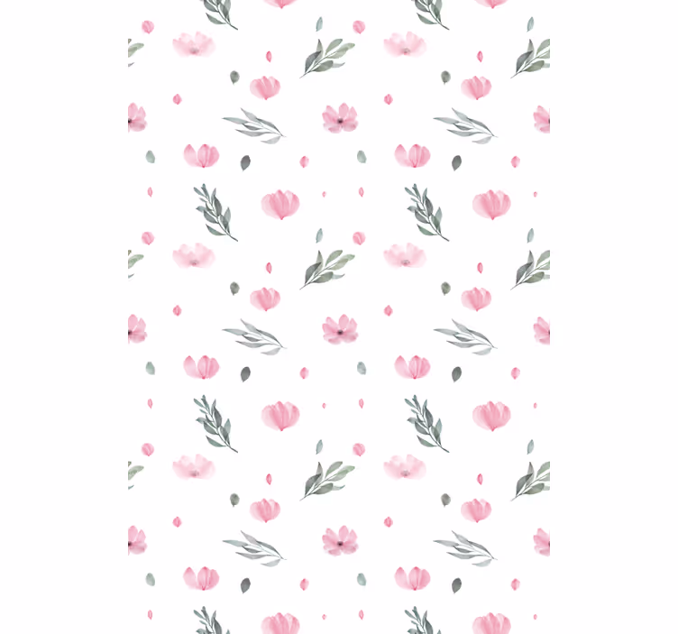 Pink minimalistic little flowers wallpaper childrens room - TenStickers