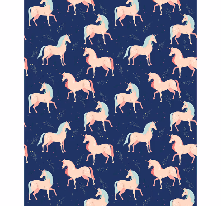 Wallpaper childrens room enchanted unicorns design - TenStickers