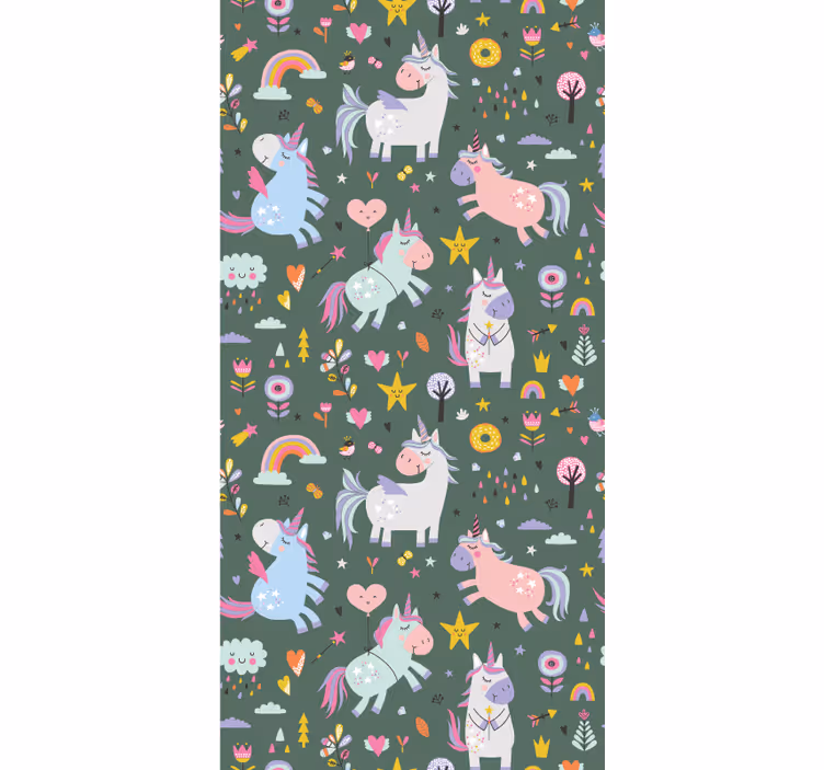 Wallpaper childrens room fantasy unicorn designs - TenStickers