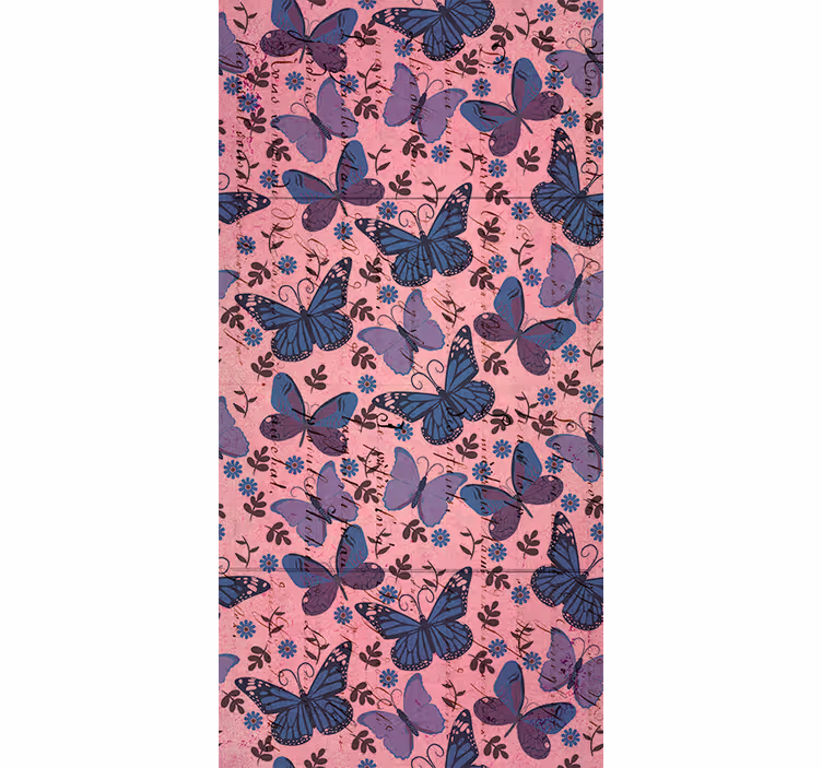 Butterflies wallpaper in purple tones with quotes - TenStickers