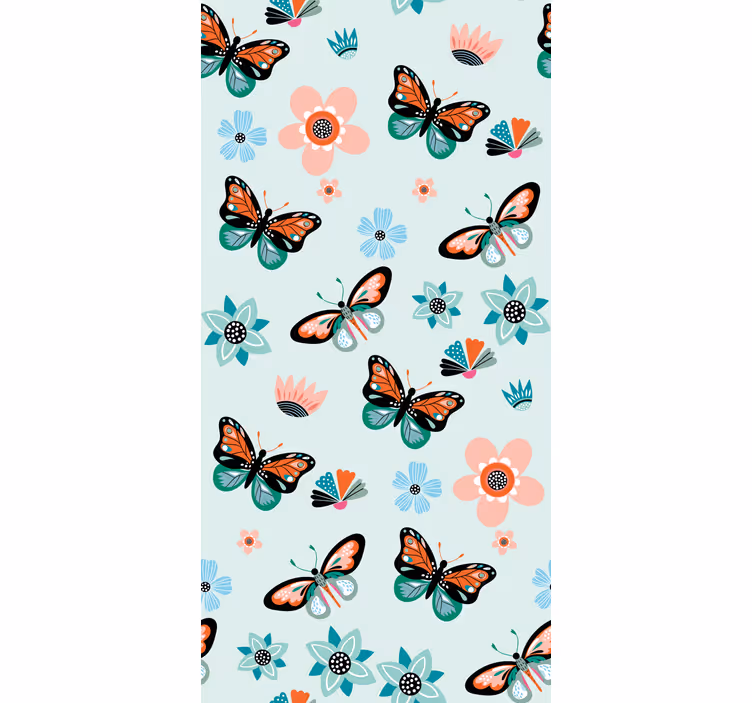 Butterflies wallpaper featuring butterflies and flowers - TenStickers