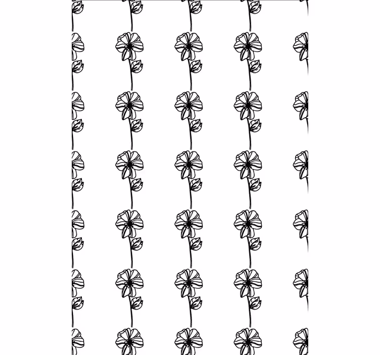Hallway wallpaper with black vertical flowers - TenStickers