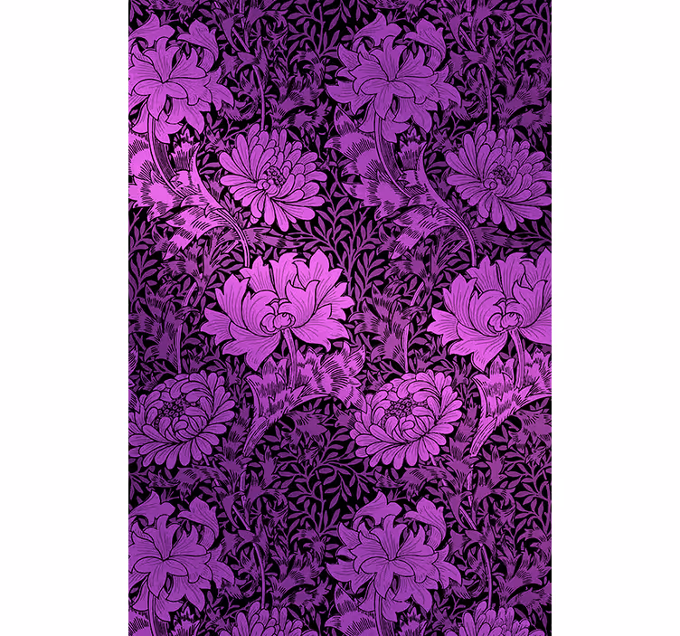 Hallway wallpaper with purple botanical motif - TenStickers