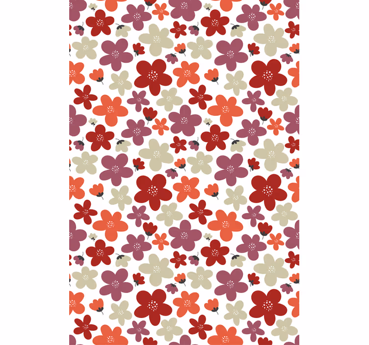 Nordic wallpaper red abstract floral design - TenStickers
