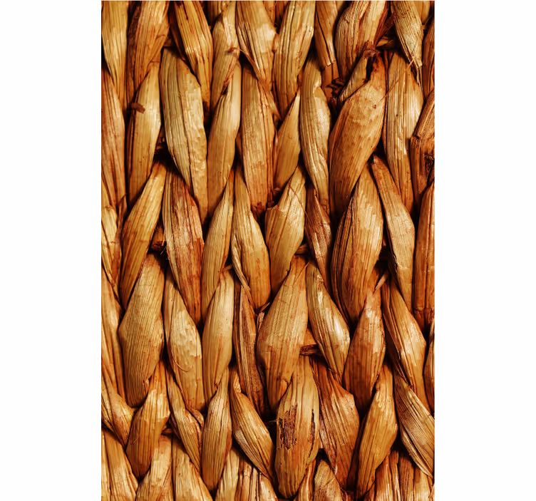 Living area wallpaper braided natural mat - TenStickers
