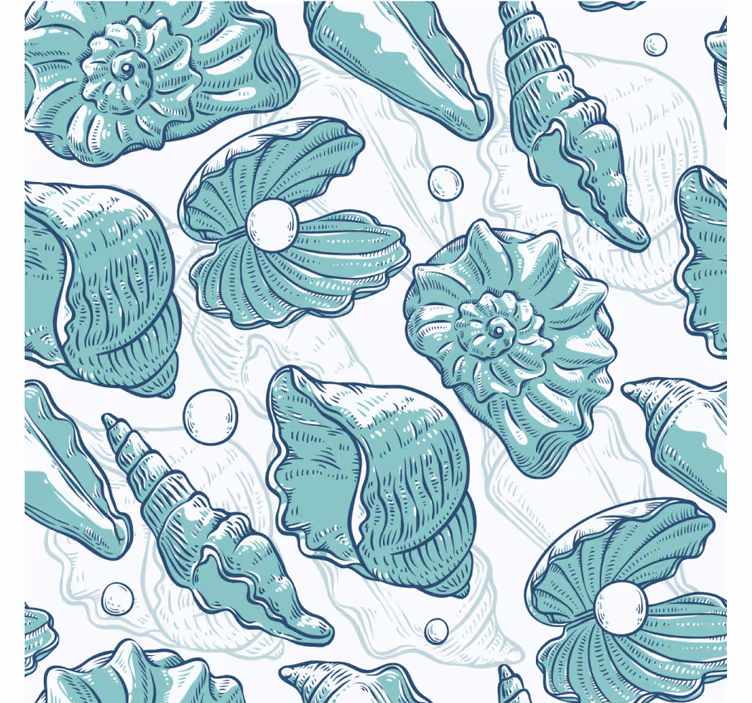Retro wallpaper marine life illustrations - TenStickers