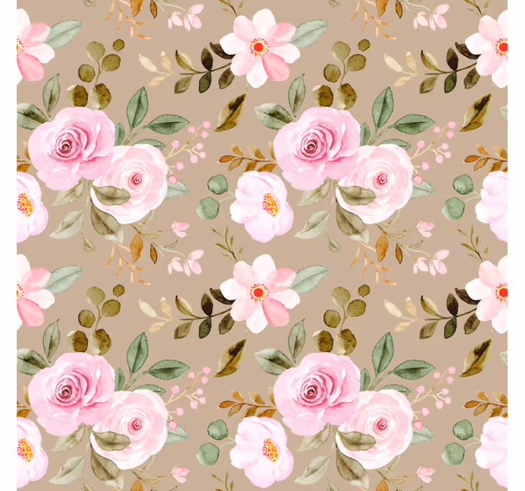 Flowers wallpaper vintage beige roses design - TenStickers