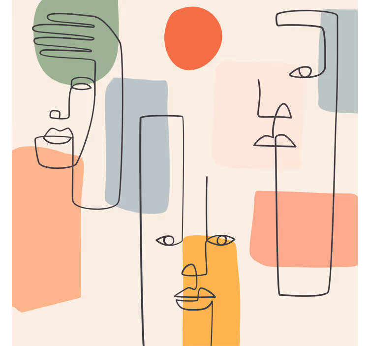 Wallpaper geometric minimalistic face art - TenStickers