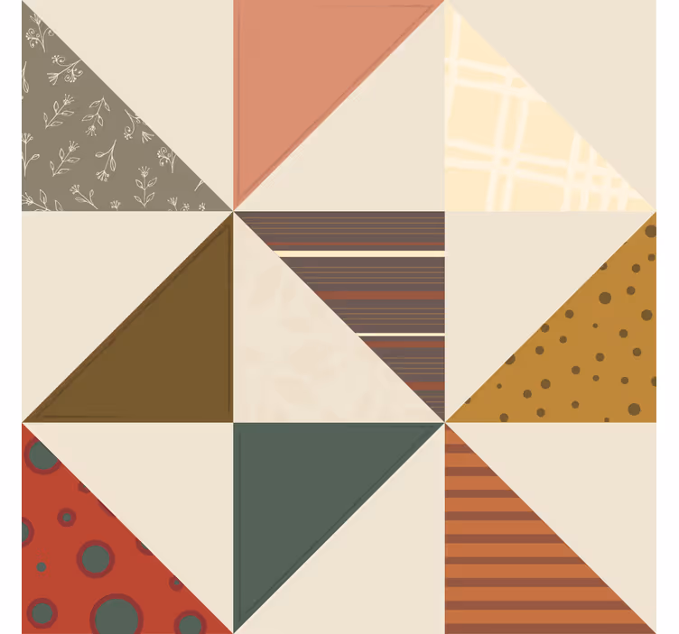 Retro wallpaper with patchwork triangle design - TenStickers