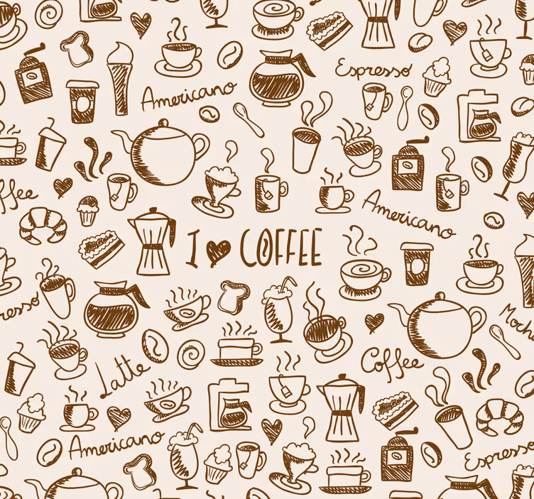 Kitchen wallpaper with coffee design - TenStickers