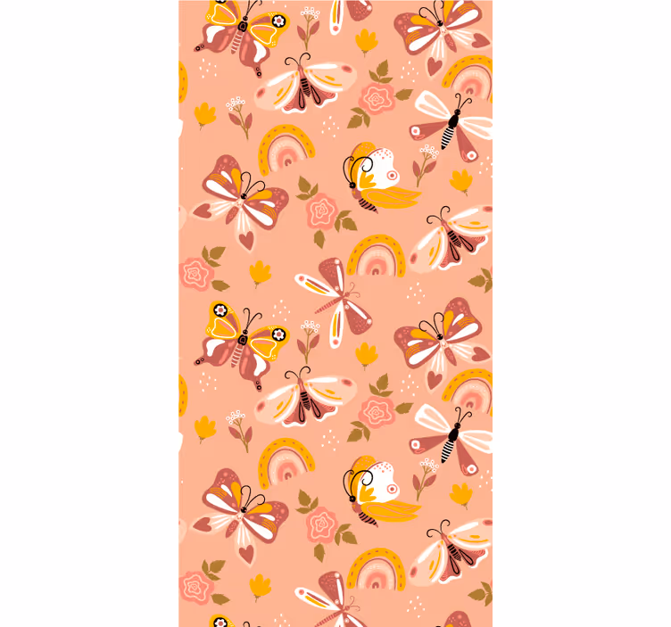 Contemporary wallpaper with boho butterflies and rainbows - TenStickers